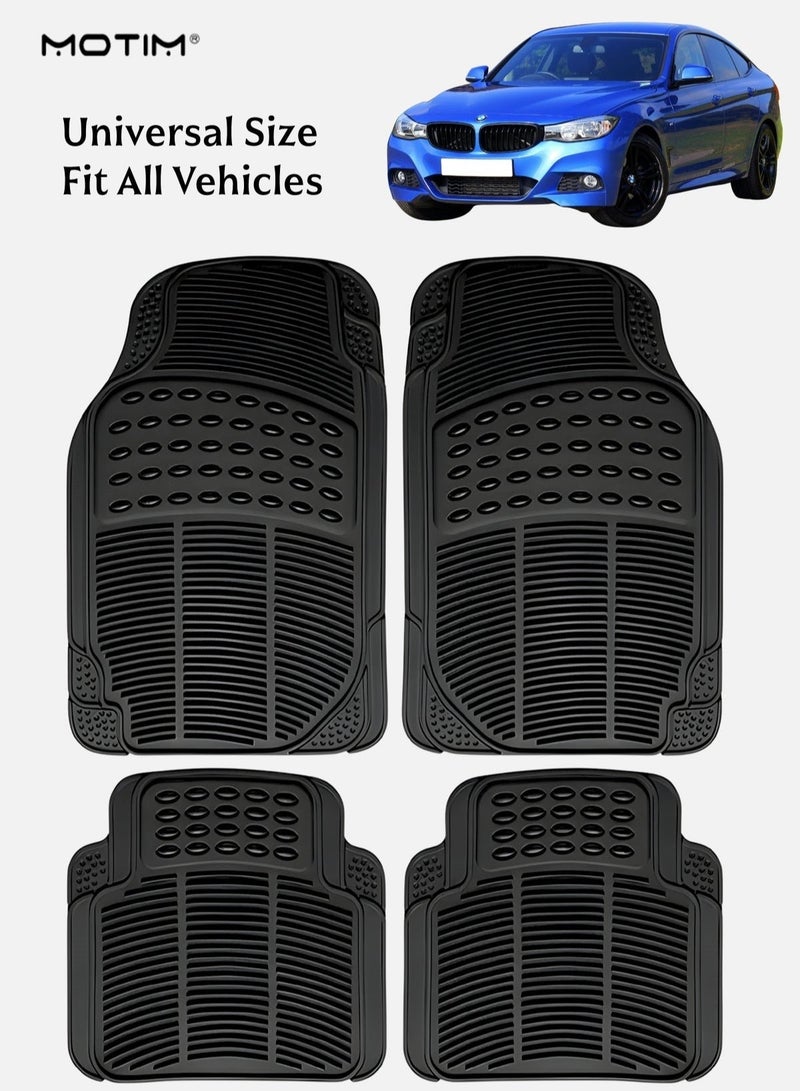 Motim 4 Pcs Heavy Duty Floor Mats for Car Truck Van SUV,  Anti-Slip Rubber Car Flooring, All Weather Protection, Car foot Mats Universal Fit Design, Car Interior Accessories - Image 1